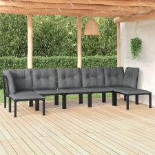 vidaXL 7-részes fekete-szürke polyrattan kerti ülőgarnitúra kerti bútor