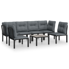 vidaXL 7-részes fekete-szürke polyrattan kerti ülőgarnitúra (3187739) kerti bútor