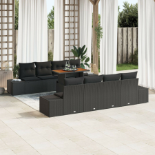 vidaXL 7 részes Kert Sofa Szett Párnákkal Fekete Poli Rattan kerti bútor