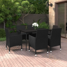 vidaXL 7 részes polyrattan és üveg kerti étkezőgarnitúra párnákkal kerti bútor