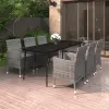 vidaXL 7-részes polyrattan és üveg kerti étkezőgarnitúra párnákkal