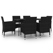 vidaXL 7 részes polyrattan és üveg kerti étkezőgarnitúra párnákkal (3099730) kerti bútor