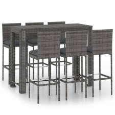 vidaXL 7 részes polyrattan kültéri bárszett antracitszürke párnákkal kerti bútor