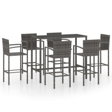 vidaXL 7 részes szürke polyrattan kerti bárszett (3064847) kerti bútor