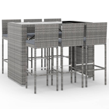 vidaXL 7 részes szürke polyrattan kerti bárszett párnákkal (3187628) kerti bútor