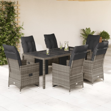 vidaXL 7 részes szürke polyrattan kerti bisztrógarnitúra párnákkal kerti bútor