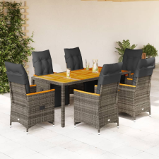 vidaXL 7 részes szürke polyrattan kerti bisztrógarnitúra párnákkal kerti bútor