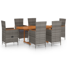 vidaXL 7 részes szürke polyrattan kerti étkezőgarnitúra (3070767) kerti bútor