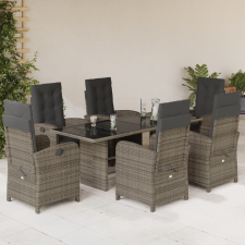vidaXL 7 részes szürke polyrattan kerti étkezőgarnitúra párnával kerti bútor