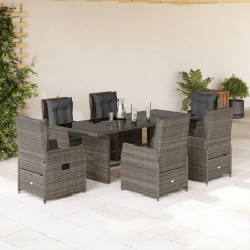 vidaXL 7 részes szürke polyrattan kerti étkezőgarnitúra párnával kerti bútor