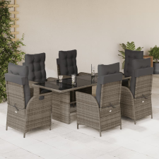 vidaXL 7 részes szürke polyrattan kerti étkezőgarnitúra párnával kerti bútor