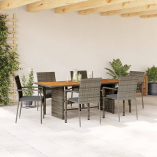 vidaXL 7 részes szürke polyrattan kerti étkezőgarnitúra párnával kerti bútor