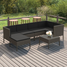 vidaXL 7 részes szürke polyrattan kerti ülőgarnitúra párnákkal kerti bútor