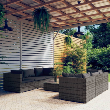 vidaXL 7 részes szürke polyrattan kerti ülőgarnitúra párnákkal kerti bútor
