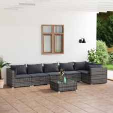 vidaXL 7 részes szürke polyrattan kerti ülőgarnitúra párnákkal kerti bútor