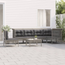 vidaXL 7 részes szürke polyrattan kerti ülőgarnitúra párnákkal kerti bútor