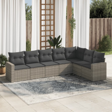 vidaXL 7 részes szürke polyrattan kerti ülőgarnitúra párnákkal kerti bútor