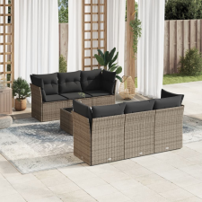 vidaXL 7 részes szürke polyrattan kerti ülőgarnitúra párnákkal kerti bútor