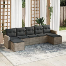 vidaXL 7 részes szürke polyrattan kerti ülőgarnitúra párnákkal kerti bútor
