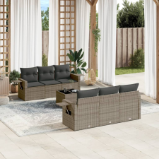 vidaXL 7 részes szürke polyrattan kerti ülőgarnitúra párnákkal kerti bútor