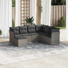 vidaXL 7 részes szürke polyrattan kerti ülőgarnitúra párnákkal kerti bútor