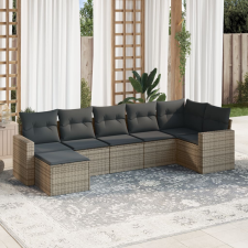 vidaXL 7 részes szürke polyrattan kerti ülőgarnitúra párnákkal kerti bútor