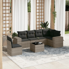 vidaXL 7 részes szürke polyrattan kerti ülőgarnitúra párnákkal kerti bútor
