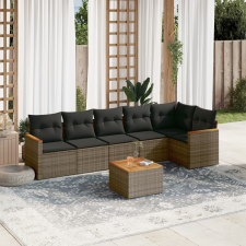 vidaXL 7 részes szürke polyrattan kerti ülőgarnitúra párnákkal kerti bútor