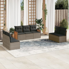 vidaXL 7 részes szürke polyrattan kerti ülőgarnitúra párnákkal kerti bútor