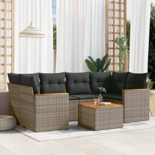 vidaXL 7 részes szürke polyrattan kerti ülőgarnitúra párnákkal kerti bútor