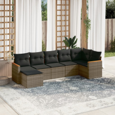 vidaXL 7 részes szürke polyrattan kerti ülőgarnitúra párnákkal kerti bútor