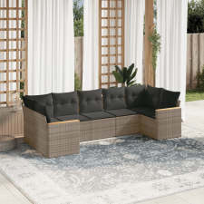 vidaXL 7 részes szürke polyrattan kerti ülőgarnitúra párnákkal kerti bútor