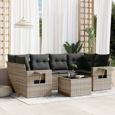 vidaXL 7 részes szürke polyrattan kerti ülőgarnitúra párnákkal kerti bútor