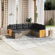 vidaXL 7 részes szürke polyrattan kerti ülőgarnitúra párnákkal kerti bútor