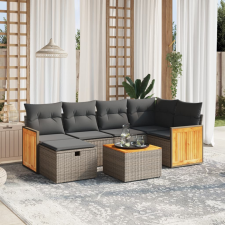 vidaXL 7 részes szürke polyrattan kerti ülőgarnitúra párnákkal kerti bútor