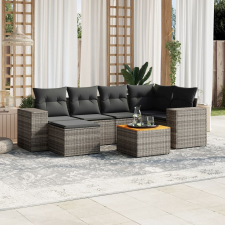 vidaXL 7 részes szürke polyrattan kerti ülőgarnitúra párnákkal kerti bútor