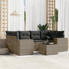 vidaXL 7 részes szürke polyrattan kerti ülőgarnitúra párnákkal kerti bútor