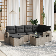 vidaXL 7 részes szürke polyrattan kerti ülőgarnitúra párnákkal kerti bútor