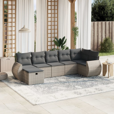 vidaXL 7 részes szürke polyrattan kerti ülőgarnitúra párnákkal kerti bútor
