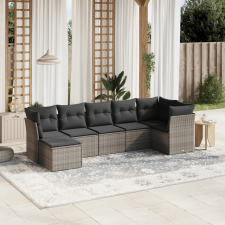 vidaXL 7 részes szürke polyrattan kerti ülőgarnitúra párnákkal kerti bútor