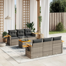 vidaXL 7 részes szürke polyrattan kerti ülőgarnitúra párnákkal kerti bútor