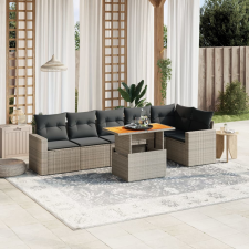 vidaXL 7 részes szürke polyrattan kerti ülőgarnitúra párnákkal kerti bútor