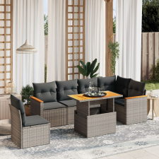 vidaXL 7 részes szürke polyrattan kerti ülőgarnitúra párnákkal kerti bútor