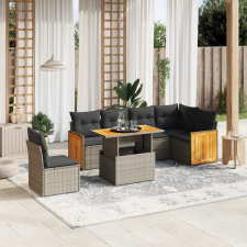 vidaXL 7 részes szürke polyrattan kerti ülőgarnitúra párnákkal kerti bútor