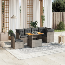 vidaXL 7 részes szürke polyrattan kerti ülőgarnitúra párnákkal kerti bútor