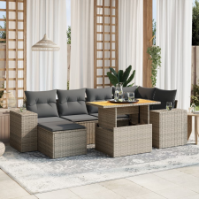 vidaXL 7 részes szürke polyrattan kerti ülőgarnitúra párnákkal kerti bútor