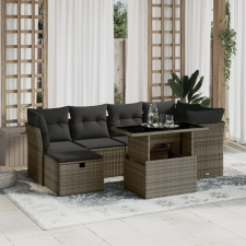 vidaXL 7 részes szürke polyrattan kerti ülőgarnitúra párnákkal kerti bútor