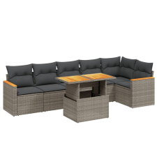 vidaXL 7 részes szürke polyrattan kerti ülőgarnitúra párnákkal kerti bútor
