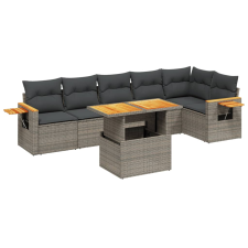 vidaXL 7 részes szürke polyrattan kerti ülőgarnitúra párnákkal kerti bútor