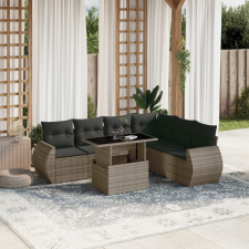 vidaXL 7 részes szürke polyrattan kerti ülőgarnitúra párnákkal kerti bútor
